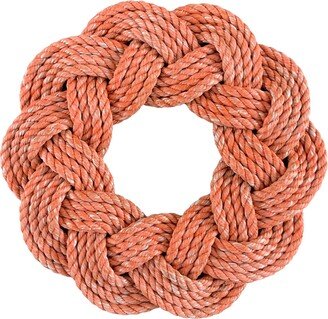 Mariner Wreath in Coral, Rope Wreath, Upcycled Lobster Rope Nautical Outdoor Hand Woven Maine By Wharfwarp