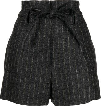 Stripe-Pattern High-Waist Shorts