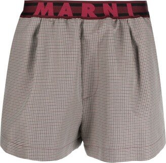 Houndstooth-Pattern Wool-Blend Shorts