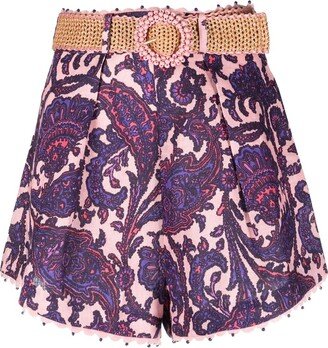 Crochet-Trimmed High-Waisted Shorts