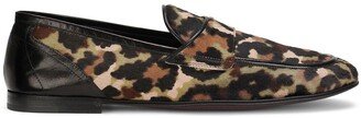 Leopard Print Calf Hair Loafers