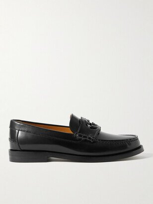 Logo-Cutout Leather Penny Loafers