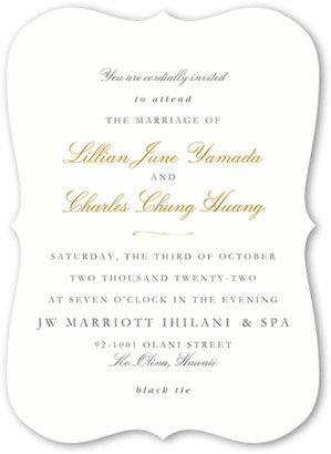 Wedding Invitations: Mild Modern Wedding Invitation, Beige, 5X7, Matte, Signature Smooth Cardstock, Bracket