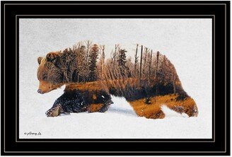 Traveling Bear by andreas Lie, Ready to hang Framed Print, Black Frame, 21 x 15