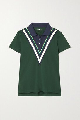 Striped Ecomade Coolmax Piqué Polo Shirt - Green