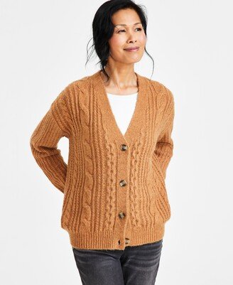 Style & Co Women's Cable-Knit V-Neck Cardigan, Created for Macy's