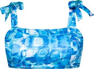 Bukawaswim Antibes Sirène Pool Tile Shoulder Tie Bikini Top - Econyl® Regenerated Nylon