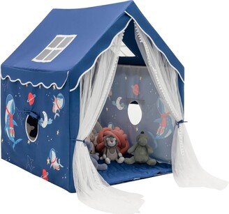 Large Kids Play Tent with Removable Cotton Mat-Blue - 47.5 x 41.5 x 54 inch