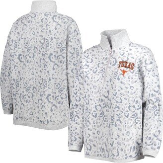 Women's Gameday Couture Heather Gray Texas Longhorns Leopard Quarter-Zip Sweatshirt