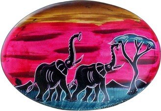 Handmade African Sunset Oval Soapstone Plate