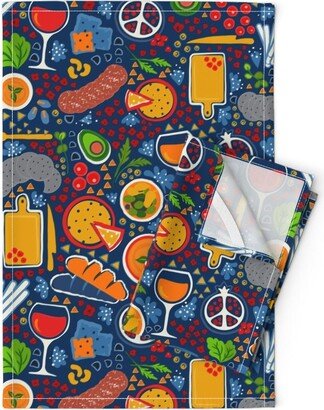 Kitchen Food Tea Towels | Set Of 2 - Salty Sweet & Fun By Roochita Olives Flavor Charcuterie Linen Cotton Spoonflower