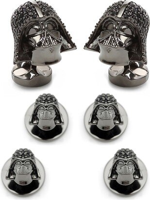 Men's Darth Vader Crystal Helmet Cufflinks and Stud Set, 6 Piece Set