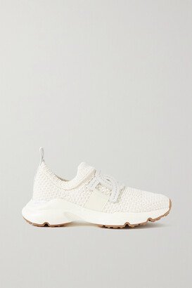 Sportivo Run Leather-trimmed Knitted Slip-on Sneakers - Ivory