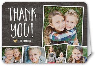 Thank You Cards: Grateful Collage Thank You Card, Grey, Pearl Shimmer Cardstock, Rounded