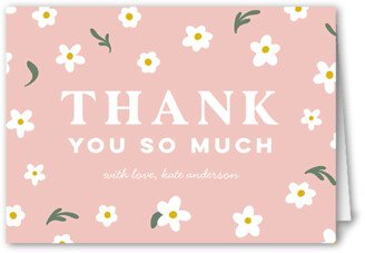 Thank You Cards: Distinguished Daisy Thank You Card, Pink, 3X5, Matte, Folded Smooth Cardstock