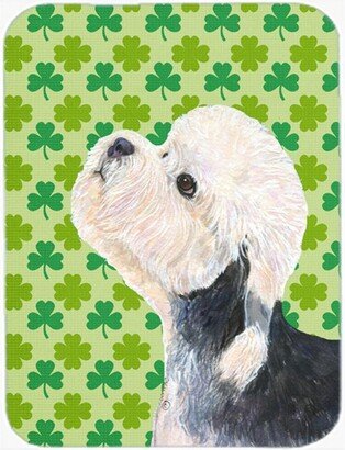 SS4434LCB Dandie Dinmont Terrier St. Patricks Day Shamrock Glass Cutting Board