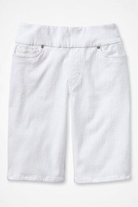 Women's Knit Denim Mid Rise Pull-On Shorts - White - 4P - Petite Size