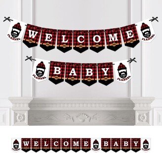 Big Dot Of Happiness Lumberjack - Baby Shower Bunting Banner - Buffalo Plaid Party Decor Welcome Baby