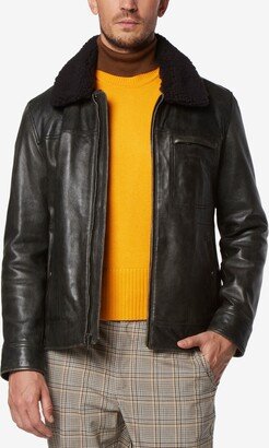 Men's Wallack Distressed Leather Aviator Jacket