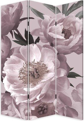 72 Inch 3 Panel Canvas Foldable Screen Room Divider, Purple Floral Design