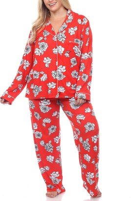 Plus Size Long Sleeve Floral Pajama Set, 2-Piece