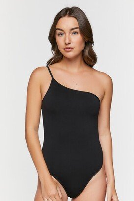 Women's One-Shoulder Cami Bodysuit in Black Large