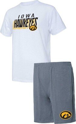 Men's Concepts Sport Charcoal, White Iowa Hawkeyes Downfield T-shirt and Shorts Set - Charcoal, White