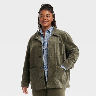 Houston White Adult Velour Chore Jacket - Olive Green