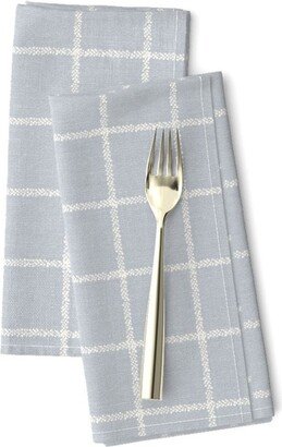 French Rustic Geo Dinner Napkins | Set Of 2 - Dotted Grid By Onesweetorange Gray Baby Blue Check Cloth Spoonflower