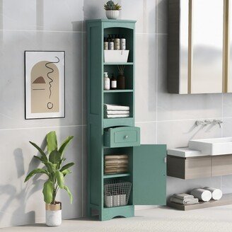 TiramisuBest Tall Bathroom Cabinet, Freestanding Storage Cabinet with Drawer and Adjustable Shelf