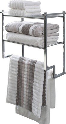 Two Tier Wall Mounting Rack with Towel Bar Silver