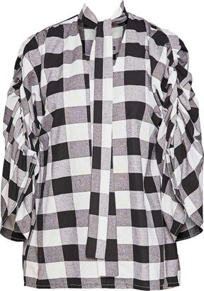 Cocoove Maxine Blouse Tie Neck In Cotton Gingham