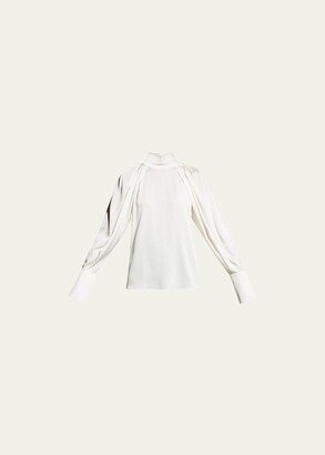 Sandrah High-Neck Silk Blouse-AA