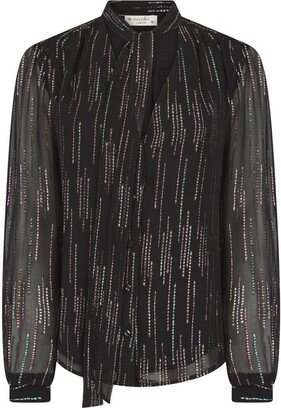 Nooki Design Sheerin Metallic Jacquard Blouse-Black