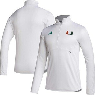 Men's White Miami Hurricanes 2023 Sideline Aeroready Half-Zip Top