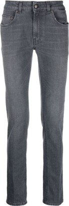 Mid-Rise Stretch-Cotton Tapered Jeans