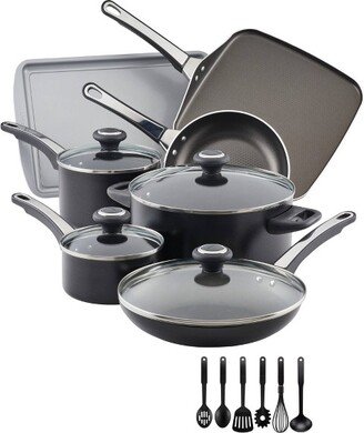 High Performance 17pc Aluminum Nonstick Cookware Set with Prestige Tools Black