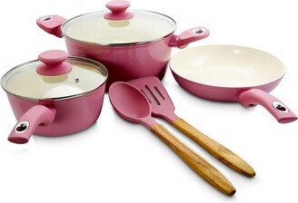 Home Plaza Café 7 Piece Aluminum Nonstick Cookware Set in Lavender