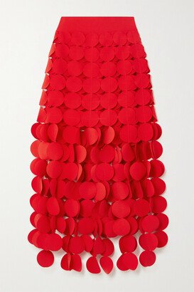 Cutout Stretch-knit Maxi Skirt - Red