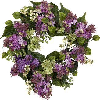 Round 20-inch Hanel Lilac Wreath