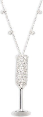 18K White Gold & 1.04 TCW DiamondChampagne Flute Necklace/18