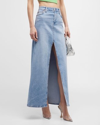 Rye High-Waisted Denim Maxi Skirt