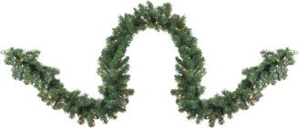 Northlight 9' Pre-Lit Deluxe Windsor Green Pine Christmas Garland - Clear Lights