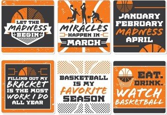 Big Dot of Happiness Basketball - Let the Madness Begin - Funny College Basketball Party Decorations - Drink Coasters - Set of 6