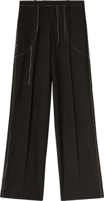 Runway contrast-stitching tailored trousers
