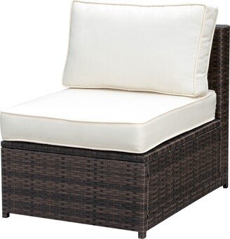 Fene Contemporary Brown Wicker Padded Armless Chair