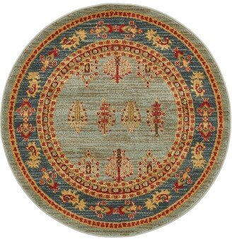 Bayshore Home Ojas Oja2 Light Blue 3' 3 x 3' 3 Round Area Rug