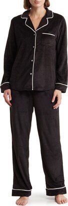 Velour Long Sleeve Button-Up Top & Pants Pajamas