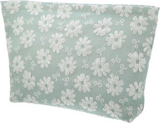 Unique Bargains Portable Canvas Large Capacity Zipper Floral Makeup Bag 1 Pc Green