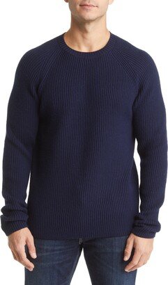 Ribbed Raglan Sleeve Wool Sweater